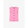 Whistles Omens  Round-neck Button-down Textured Cotton-blend Tank