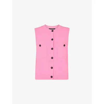 Whistles Omens  Round-neck Button-down Textured Cotton-blend Tank