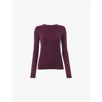 Whistles Womens Plum/claret Annie Slim-fit Metallic-knit Jumper In Purple