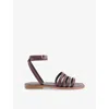 Whistles Womens Plum/claret Bruna Strappy Leather Flat Sandals Eur 40 / 7 Uk In Brown