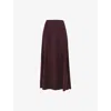 Whistles Womens Plum/claret High-rise Bias-cut Satin Midi Skirt In Multi