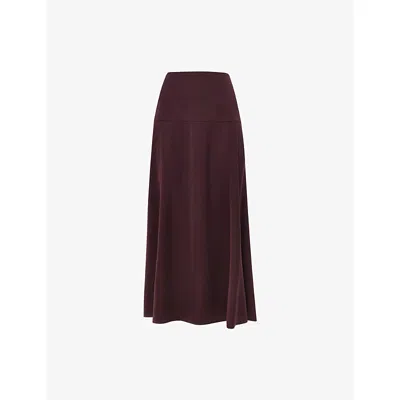 Whistles Womens Plum/claret High-rise Bias-cut Satin Midi Skirt In Multi