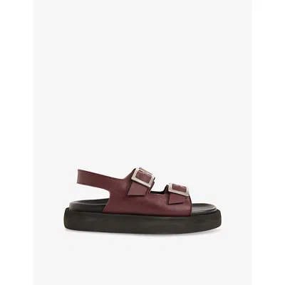 Whistles Womens Plum/claret Mae Flat Leather Sandals Eur 39 / 6 Uk In Multi