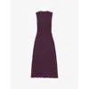 Whistles Womens Purple Lori Roun-neck Textured Sleeveless Stretch-woven Midi Dress In Purple