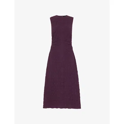 WHISTLES OMENS WHISTLES LORI ROUN-NECK TEXTURED SLEEVELESS STRETCH-WOVEN MIDI DRESS