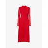 Whistles Womens Red Arabella Ruched Mesh Midi Dress In Red
