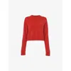 Whistles Cropped Crewneck Cashmere Sweater In Red