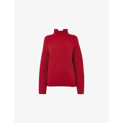 Whistles Womens Red Funnel-neck Relaxed-fit Knitted Jumper