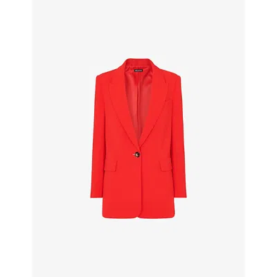 Whistles Womens Red Single-breasted Relaxed-fit Crepe Blazer