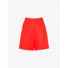Whistles Womens Red Tara High-rise Linen Shorts