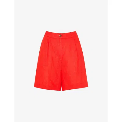Whistles Womens Red Tara High-rise Linen Shorts