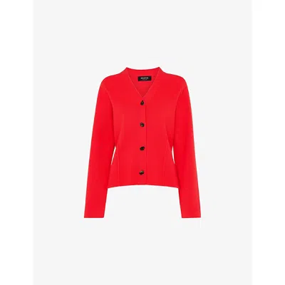 WHISTLES OMENS WHISTLES V-NECK SEAM-DETAIL COTTON CARDIGAN