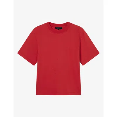 Whistles Womens Relaxed-fit Crewneck Cotton T-shirt Red Xs