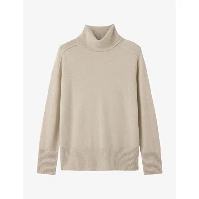 Whistles Womens Roll-neck Knit Cashmere Jumper Oatmeal Xs In Neutral