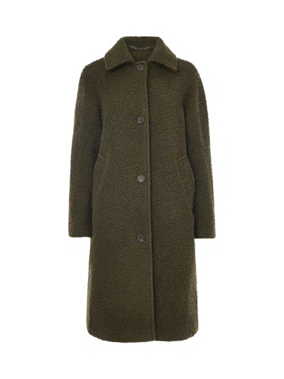 Whistles Womens Romy Bouclé Coat Green In Brown