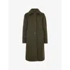 Whistles Womens Khaki/olive Romy Bouclé-texture Wool Coat In Animal Print