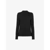 Whistles Womens Ruched-front Long-sleeve Stretch-woven Top Black In Black