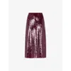 Whistles Womens Sequin Regular-fit Stretch-woven Midi Skirt In Burgundy