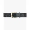 Whistles Womens Shiny Croc-embossed Leather Belt Black In Black