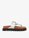 Whistles Womens Silver Sutton Toe-post Buckle Metallic-leather Sandals In Silver