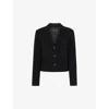 Whistles Womens Black Single-breasted Cropped Crepe Blazer In Black
