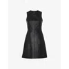Shop Whistles Omens  Sleeveless Regular-fit Leather Mini Shift Dress In Black