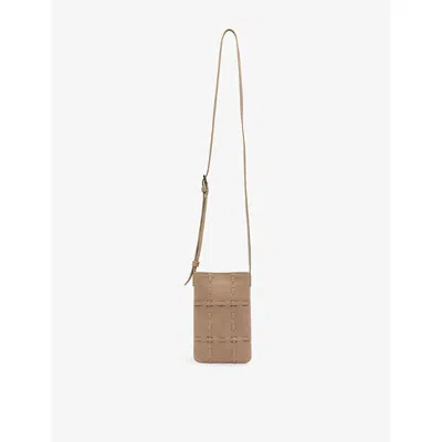 Whistles Womens Suede Whipstitch Phone Cross-body Bag Neutral