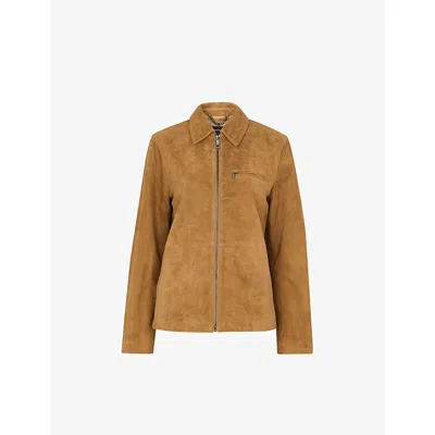 Whistles Womens Tan Kate Regular-fit Suede Jacket In Brown