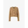Whistles Womens Nala V-neck Ribbed-knit Cotton Cardigan Tan In Tan