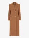 Whistles Womens Tan Point-collar Double-breasted Textured-wool Coat In Tan