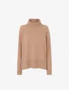 Whistles Womens Tan Turtleneck Relaxed-fit Cashmere Jumper In Brown