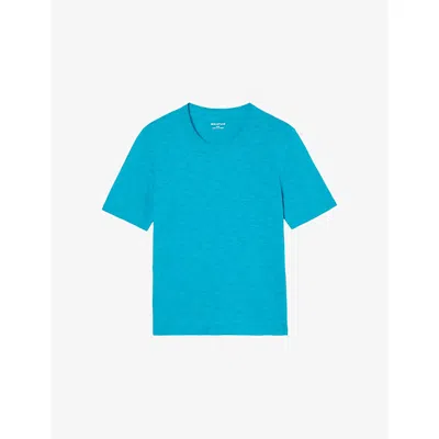 Whistles Womens Turquoise Rosa Double-trim Cotton-jersey T-shirt In Blue