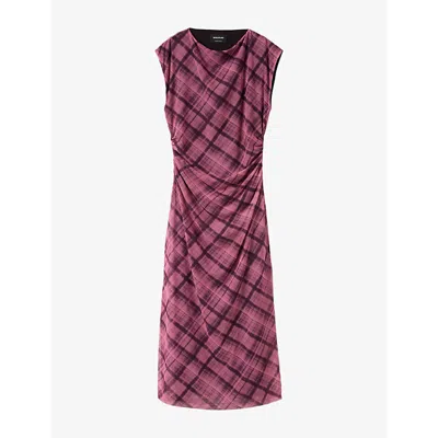 Whistles Check Mesh Midi Dress In Animal Print