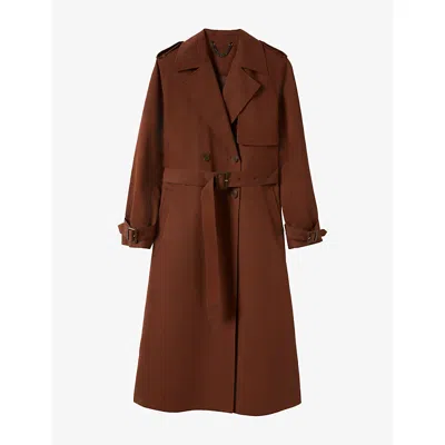 Whistles Womens Valentina Double-breasted Cotton-blend Trench Coat Brown