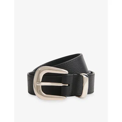 Whistles Womens Western Grained Leather Belt Black