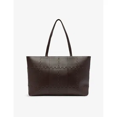 Whistles Womens Whipstitch Leather Tote Bag Chocolat In Brown