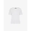 Whistles Womens White Broderie-sleeve Regular-fit Cotton T-shirt In White
