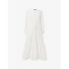 Whistles Omens  Broderie Tie-waist Cotton Midi Dress
