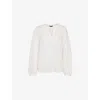 Whistles Womens White Broderie V-neck Cotton Blouse