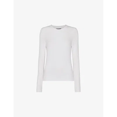 Whistles Womens Essential Ribbed Crewneck Cotton-jersey Top White