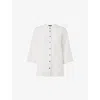 Whistles Womens White Grandad-collar Linen Shirt