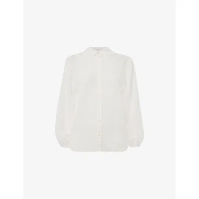 Whistles Womens White Relaxed-fit Textured Woven Shirt
