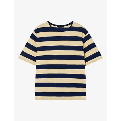Whistles Womens Wide Stripe-print Cotton T-shirt Blue Xs