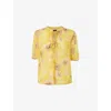 Whistles Womens Yellow Floral-print Relaxed-fit Lyocell Blouse