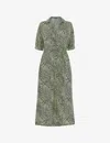Whistles Womens Leopard-print Belted Woven Midi Dress Yellow In Yellow