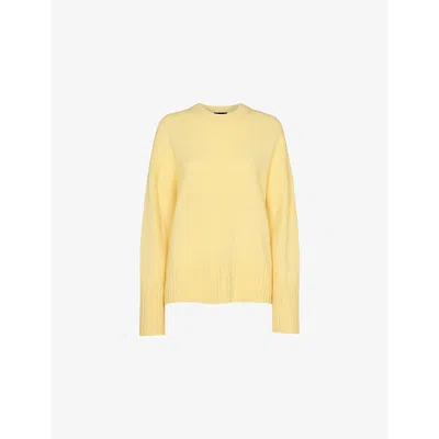 Whistles Womens Yellow Ribbed-cuff Wool Knitted Jumper