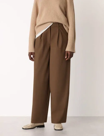 Whistles Wool Blend Barrel Pants In Brown