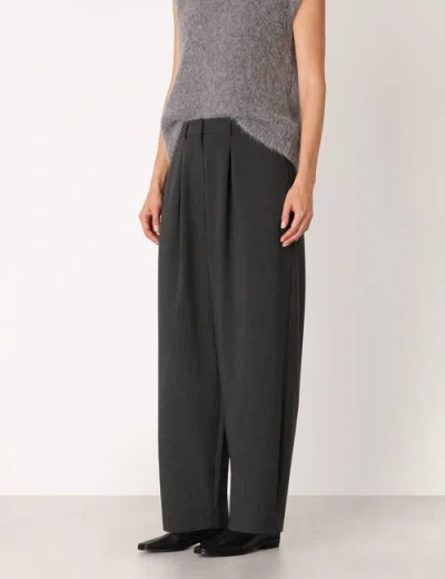 Whistles Wool Blend Barrel Pants In Gray