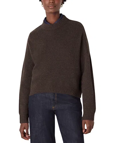 Whistles Wool Curved Hem Sweater In Brown