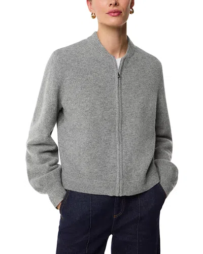 Whistles Wool Knit Bomber Jacket In Grey